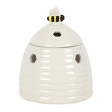 White Beehive  Oil Burner Warmer Wax Melter 2 part