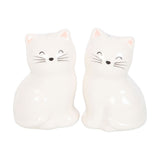 White Cat Shaped Ceramic Salt and Pepper Set of 2 Shakers