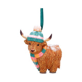 Front Winter Highland Cow Snowfall Hanging Ornament Nemesis Now