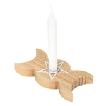 Wooden Triple Moon Spell Candle Holder Display Idea
