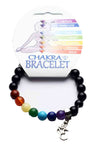 Chakra Elasticated Bracelet - with Ohm Charm  at Mystical and Magical Halifax UK