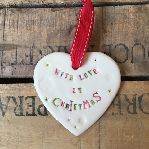 With Love at Christmas Ceramic Heart