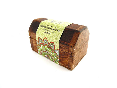 Karma Mandala Scents Wooden Incense Box with 10 Jasmine Cones