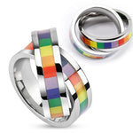 Stainless Steel Rainbow Interlocking Rings Pendant 20" chain
