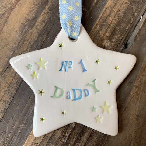 No1 Daddy Ceramic Hanging Star from Mystical and Magical Halifax