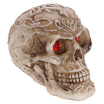 side of red Mini Celtic Skull with Gem Eyes
