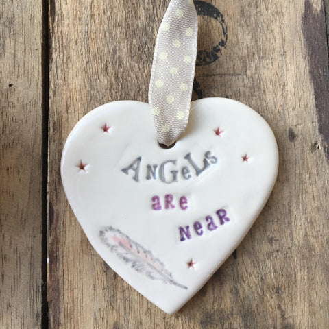 Jamali Annay Angels Are Near Hanging Ceramic Heart