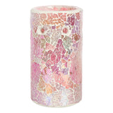 reverse of Pink Pillar Iridescent Crackle Oil Burner Wax Melter at Mystical and Magical Halifax UK