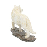 Mountain Watcher White Wolf Statue
