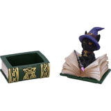Binx Witches Familiar Small Black Cat and Spellbook Figurine open Box