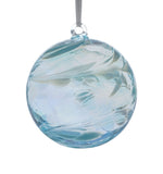 Sienna Glass Birthstone Ball March Aquamarine with hanging ribbon