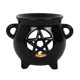 Black Pentagram Cauldron Oil Burner   Wax Melter at mystical and Magical Halifax UK
