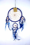 Blue Circles Dreamcatcher with Blue and White Feathers