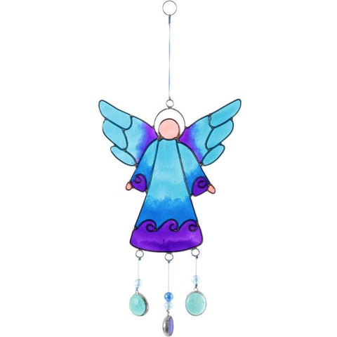 Angel Suncatcher with nuggets Blue