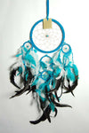 Blue Dreamcatcher with Blue and White Feathers at Mystical and Magical UK