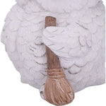 Snowy Magic White Owl in a Witch’s Hat and Broomstick