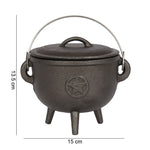 Cast Iron 15cm Cauldron with Pentagram Symbol