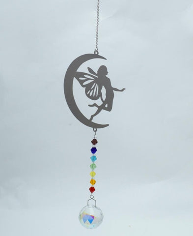 Fairy on Crescent Moon suncathcher with Chakra Beads at Mystical and Magical