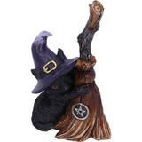 Familiars Broom Guard Witches Cat in purple hat Figurine at Mystical and Magical Halifax UK