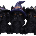 Three Wise Black Witches Cats See No Hear No Speak No Evil