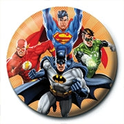 DC Comics Justice League Burst Official 25mm Button Pin Badge Batman Superman at Mystical and Magical Halifax UK