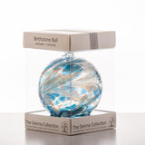 Boxed Sienna Glass Hanging Birthstone Ball December Turquoise  on Hanging Ribbon