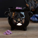 Black Pentagram Cauldron Oil Burner  |  Wax Melter