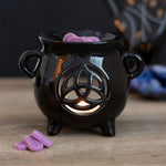 Black Triquetra Cauldron Oil Burner Wax Melter at Mystical and Magical Halifax UK