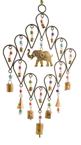 Elephant Windchime with Bells and Glass beads Namaste MD180 Mystical and Magical