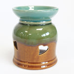 green Ellerwood Classic Rustic Heart Ceramic Oil Burner / Wax Melter 