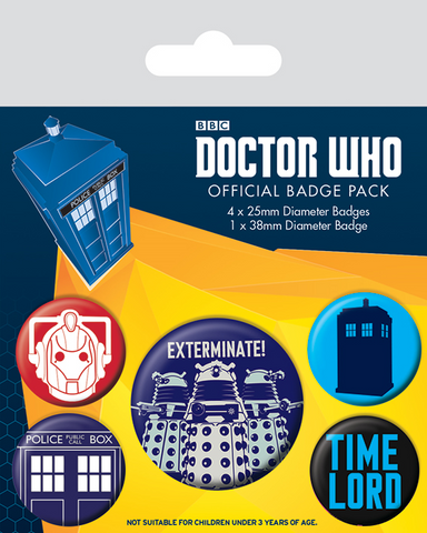 Doctor Who Exterminate Badge Pack at Mystical and Magical