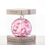 February Amethyst Boxed Sienna Glass Birthstone Ball on Hanging Ribbon 10cm