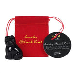 Lucky Glass Black Cat with Pouch at Mystical and Magical