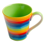 Hand Crafted Rainbow Striped Irregular Shaped Ceramic Mug