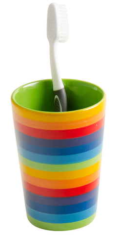Hand Crafted Rainbow Striped Ceramic Tumbler