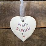 Jamali Annay Pearl 30th Wedding Anniversary Ceramic Heart with Hanging Ribbon from Mystical and Magical Halifax