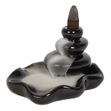 Pebbles Backflow Incense Cone Holder Black