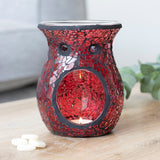 Large Red Crackle Oil Burner Wax Melter at mystical and magical Halifax UK