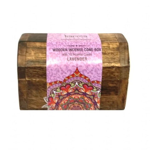 Karma Mandala Scents Wooden Incense Box with 10 Lavender Cones
