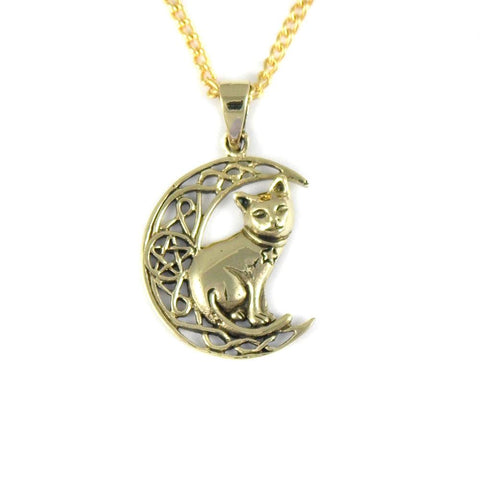 Lisa Parker Bronze Cat Moon Celtic Pentacle Pendant