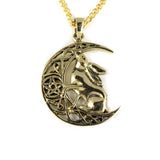 Lisa Parker Bronze Gazing Hare Moon Celtic Pentacle Pendant