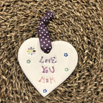 Jamali Annay Love You Mum Ceramic Heart with Hanging Ribbon