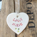 Jamali Annay Lovely Niece Ceramic Hanging Heart  at Mystical and Magical Halifax UK