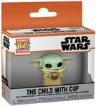 boxed boxed Mandalorian The Child with Cup Funko Keychain at Mystical and Magical UK