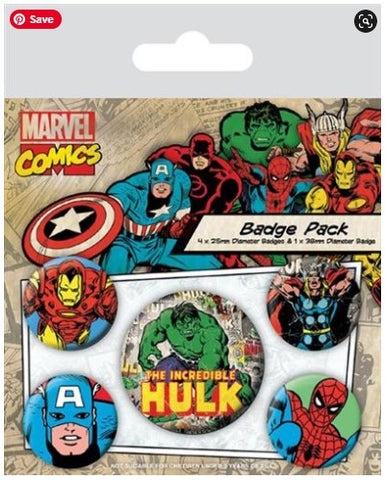 Marvel Comics The Incredible Hulk 5 Button Badge Pack from Mystical and Magical Halifax