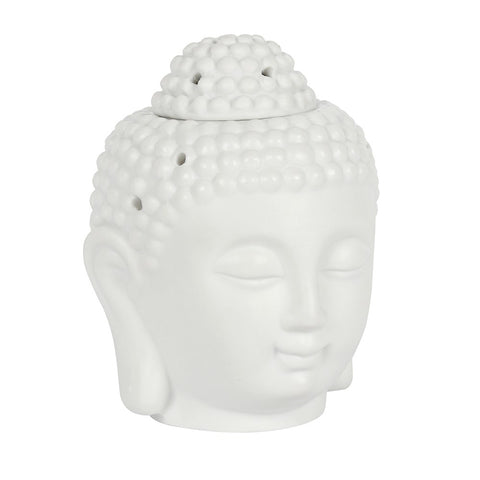 White Ceramic Buddha Head Oil Warmer Burner from Mystical and Magical