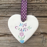New Chapter Ceramic Heart with Hanging Ribbon
