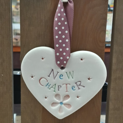 New Chapter Ceramic Heart with Hanging Ribbon