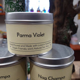 Parma Violet Soy Wax Tin Candle from Mystical and Magical Halifax