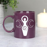 on display Purple Triple Goddess Ceramic Mug